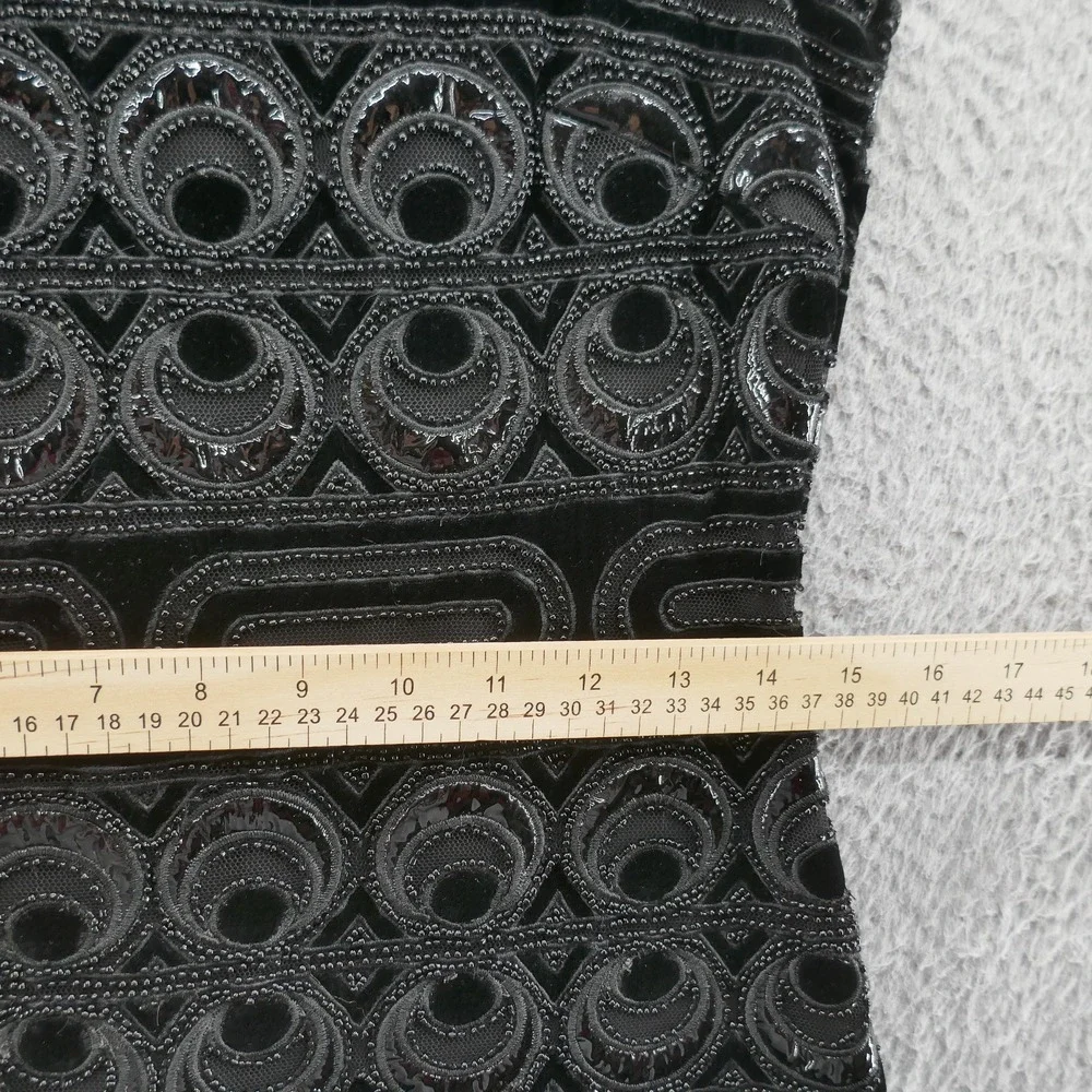 Tory Burch Womens‎ Beaded Velvet Patent Leather Sheath Dress 4 Black Cocktail